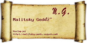 Malitsky Gedő névjegykártya